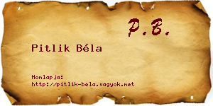Pitlik Béla névjegykártya