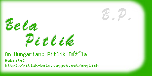 bela pitlik business card